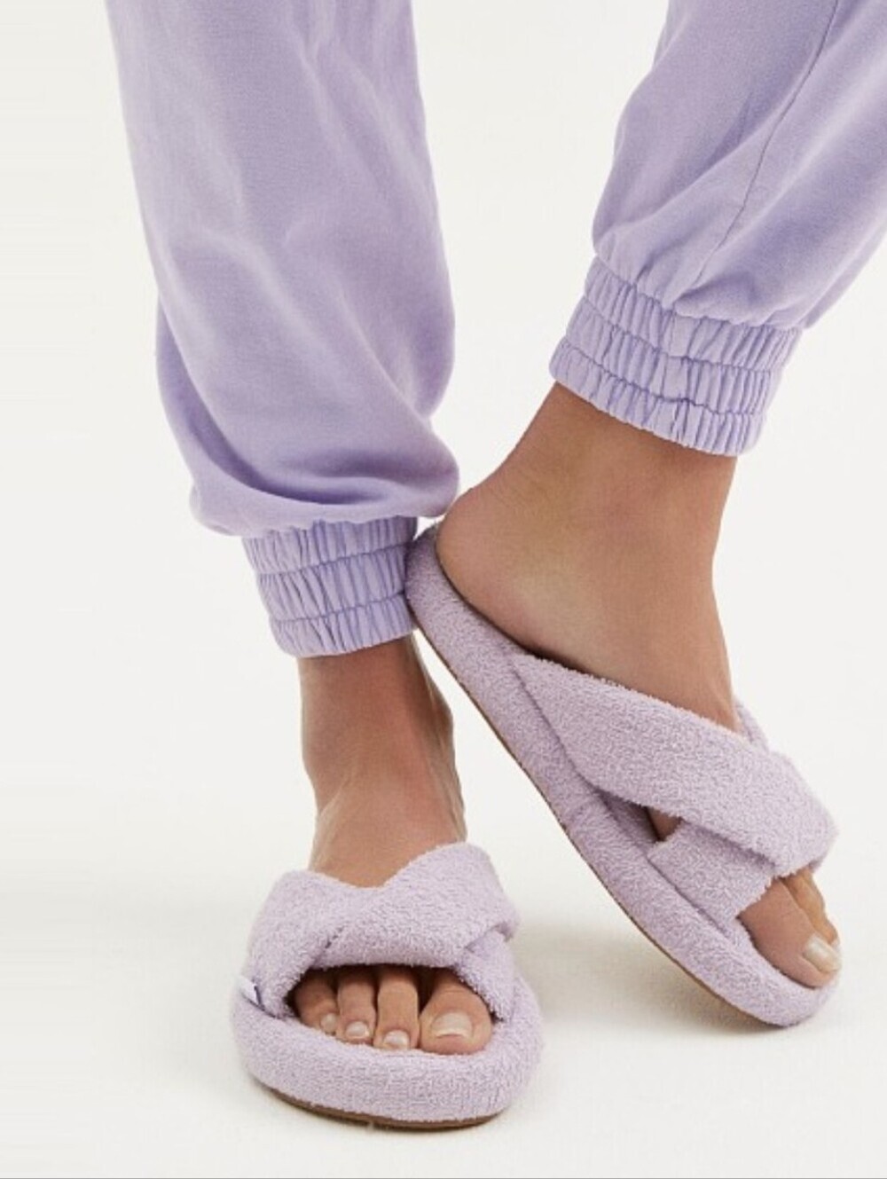 NWT Frankie's Bikinis Juna Terry Slide Slipper-Lilac